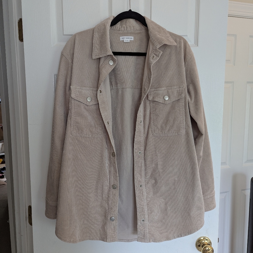 Good American Tan Corduroy Shacket